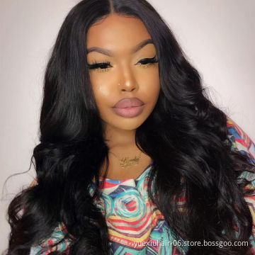 YueXiu Hair High Quality Natural Black Human Hair 13x4 Lace Front Wig Wholesale Body Wave Lace Front Wig Human Hair